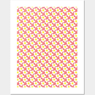 Pink Background Egg Pattern Posters and Art